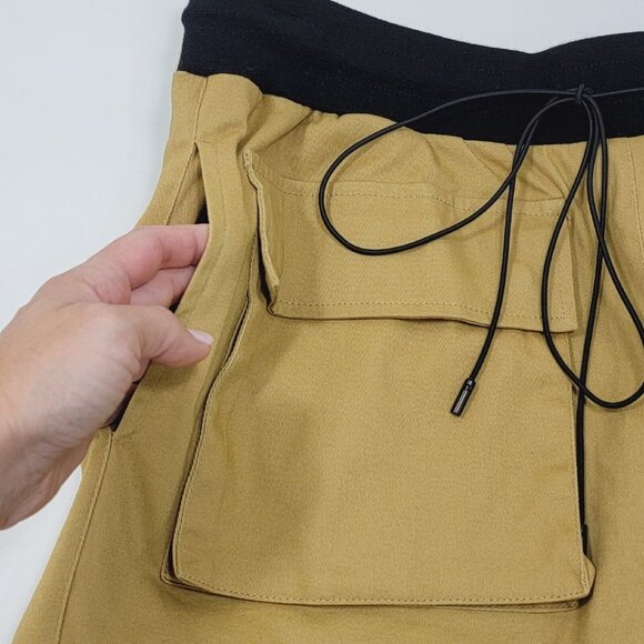 Grindhouse Denim Mens Cargo Shorts Size Large Tan Khaki Drawstring Waist Stretch - Picture 3 of 13